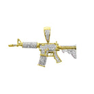 AR - 15 Pistol Baguette Diamond Pendant .70cttw 10K Yellow Gold HipHopBling