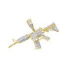AR - 15 Pistol Baguette Diamond Pendant .70cttw 10K Yellow Gold HipHopBling