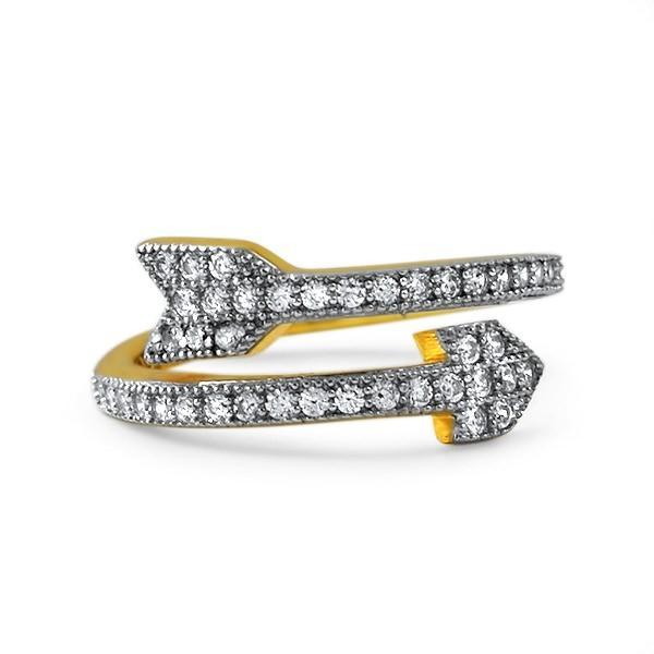 Arrow CZ Gold .925 Sterling Silver Ring Celeb Inspired HipHopBling