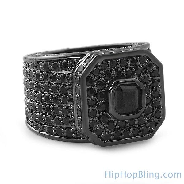 Asscher Boss Black Bling Bling Ring 7 HipHopBling