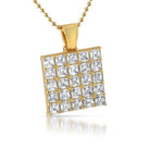 Asscher Cut CZ Bling Bling Gold Block Pendant HipHopBling