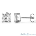 Asscher Cut CZ Stud Earrings .925 Silver 4MM HipHopBling