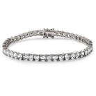 Asscher Cut CZ Tennis Bracelet Prong Set White Gold 7" HipHopBling