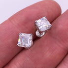 Asscher Cut Moissanite VVS D Stud Earrings .925 Sterling Silver White Gold 5MM (1.20 Carats) HipHopBling