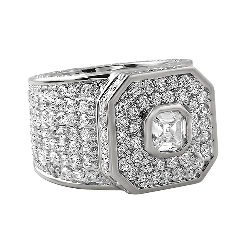 Asscher Cut Platinum Boss Hip Hop Ring 7 HipHopBling