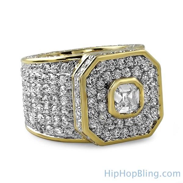 Asscher Gold Bling Bling Boss Ring 7 HipHopBling