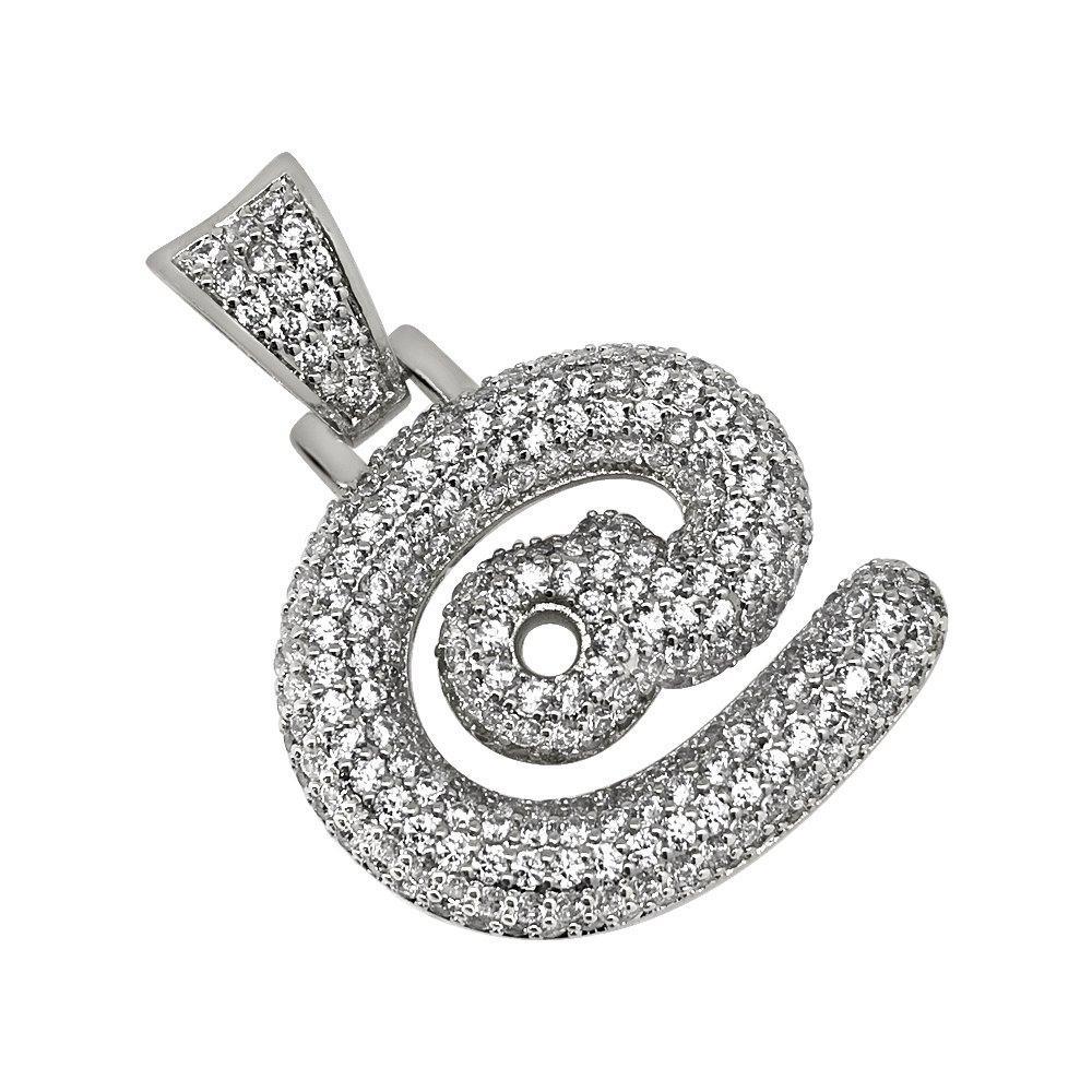 At @ Internet Symbol Rhodium CZ Bling Bling Pendant HipHopBling