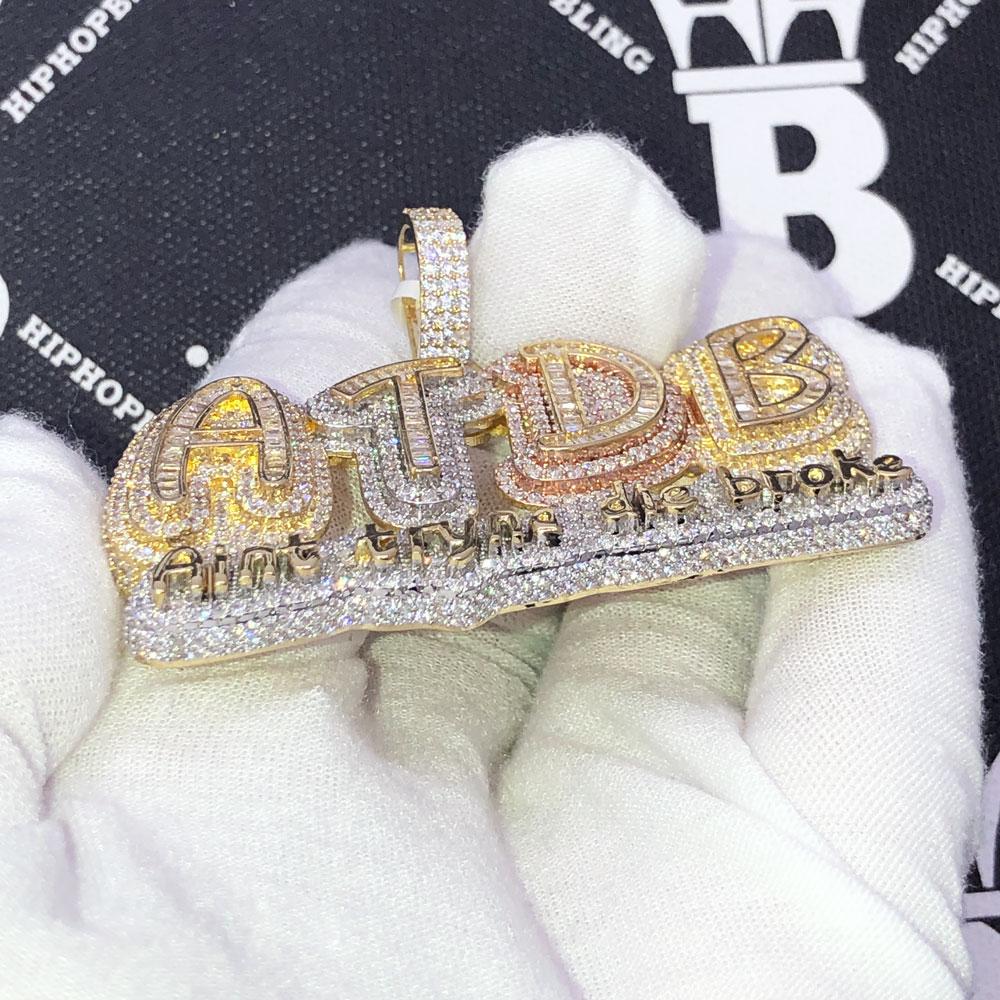 ATDB Aint Tryna Die Broke 3 Tone VVS CZ Iced Out Pendant 3 Tone HipHopBling