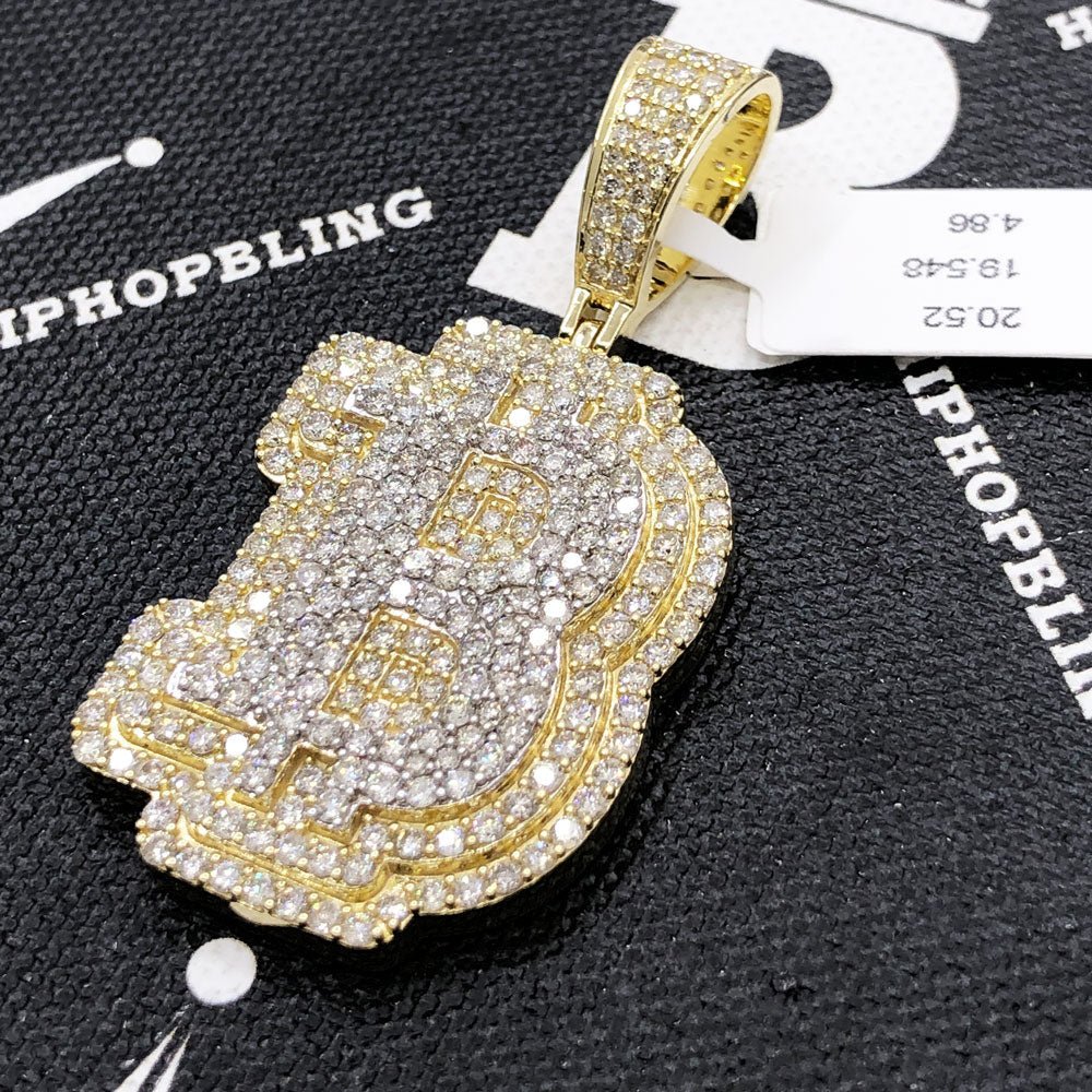 B Bitcoin BTC Diamond Pendant 4.86cttw 10K Yellow Gold HipHopBling