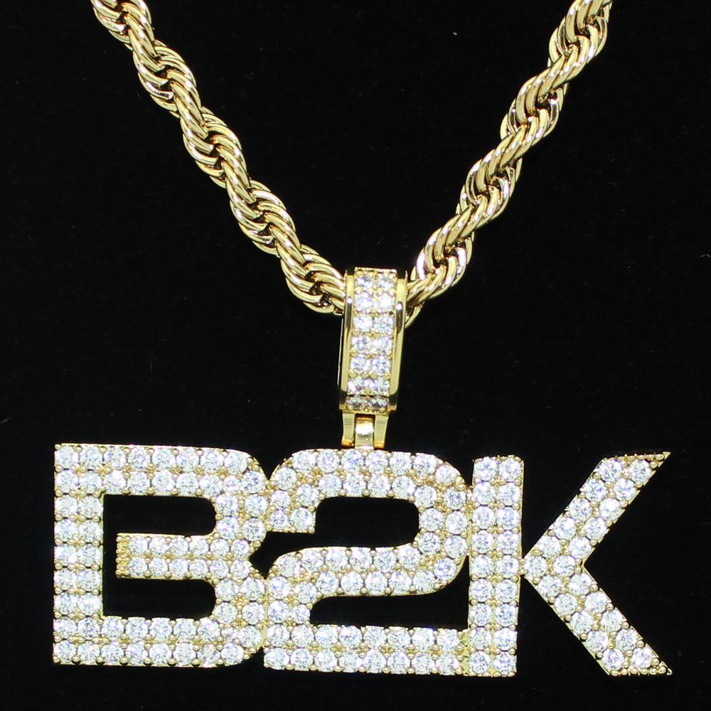 B2K Iced Out Official Pendant & Chain Yellow Gold HipHopBling