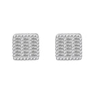 Baguette 3 Row Box CZ Iced Out Earrings .925 Silver White Gold HipHopBling