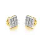 Baguette 3 Row Box CZ Iced Out Earrings .925 Silver Yellow Gold HipHopBling