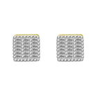 Baguette 3 Row Box CZ Iced Out Earrings .925 Silver Yellow Gold HipHopBling