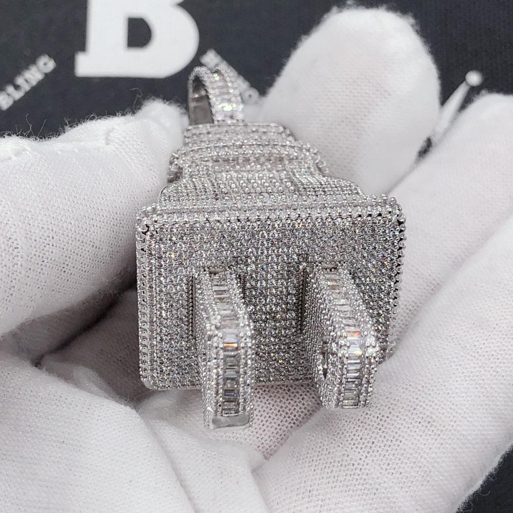 Baguette 3D PLUG CZ Hip Hop Iced Out Pendant Yellow Gold HipHopBling