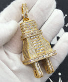 Baguette 3D PLUG CZ Hip Hop Iced Out Pendant Yellow Gold HipHopBling