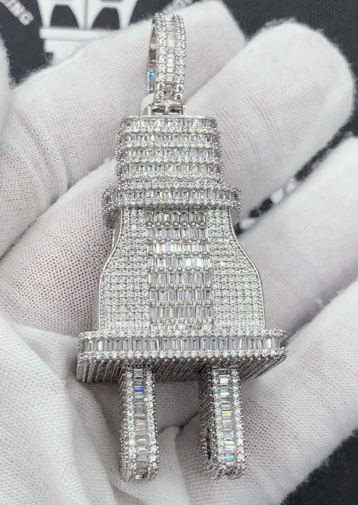 Baguette 3D PLUG CZ Hip Hop Iced Out Pendant Yellow Gold HipHopBling