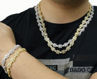 Baguette and Cluster Link CZ Iced Bling Chain White Gold 20" HipHopBling