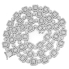 Baguette and Cluster Link CZ Iced Bling Chain White Gold 20" HipHopBling