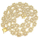 Baguette and Cluster Link CZ Iced Bling Chain Yellow Gold 20" HipHopBling