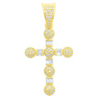 Baguette & Ball Cross Diamond Pendant .75cttw 10K Yellow Gold HipHopBling