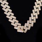 Baguette Bar Cuban CZ Hip Hop Bling Bling Chain Yellow Gold 18" HipHopBling