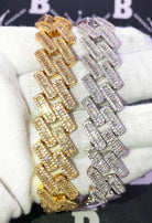 Baguette Bar Cuban CZ Hip Hop Bling Bling Chain Yellow Gold 18" HipHopBling