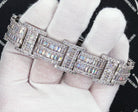 Baguette Bar Link Custom VVS Iced Out Hip Hop Bracelet White Gold 7" HipHopBling