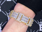 Baguette Bar Link Custom VVS Iced Out Hip Hop Bracelet Yellow Gold 7" HipHopBling