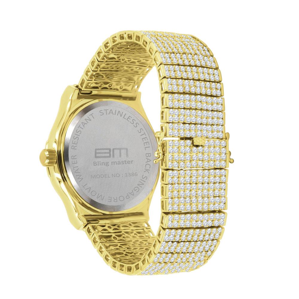 Baguette Bezel 10 Row CZ Band Iced Out Watch Rose Gold HipHopBling