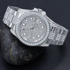 Baguette Bezel CZ Mid Link Date Hip Hop Watch Rose Gold HipHopBling