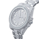 Baguette Bezel CZ Mid Link Date Hip Hop Watch White Gold HipHopBling