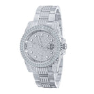 Baguette Bezel CZ Mid Link Date Hip Hop Watch Yellow Gold HipHopBling
