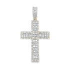 Baguette Block Cross Diamond Pendant 1.10cttw 14K Yellow Gold HipHopBling