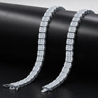 Baguette Center Link CZ Iced out Chain .925 Sterling Silver 20" HipHopBling