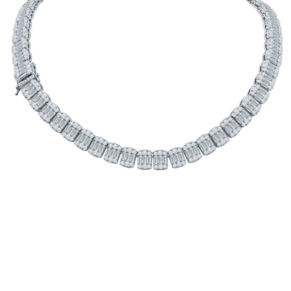 Baguette Center Link CZ Iced out Chain .925 Sterling Silver 20" HipHopBling