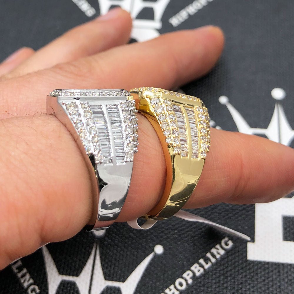 Baguette CEO Diamond Ring 2.10cttw 10K Gold 10K White Gold HipHopBling
