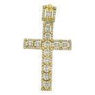 Baguette Chunk Cross Diamond Pendant 1.15cttw 10K Yellow Gold HipHopBling