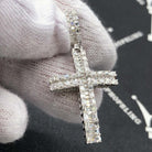 Baguette Chunky Cross VVS Moissanite Pendant 2.41cttw .925 Sterling Silver HipHopBling