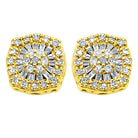 Baguette Circle Cushion Diamond Earrings .38cttw 10K Yellow Gold HipHopBling