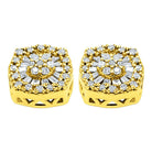 Baguette Circle Cushion Diamond Earrings .38cttw 10K Yellow Gold HipHopBling