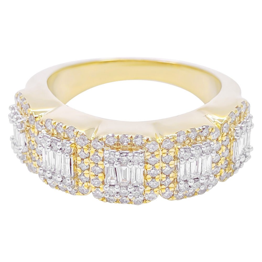 Baguette Cluster .90cttw Diamond Ring 10K Gold 10K Yellow Gold HipHopBling