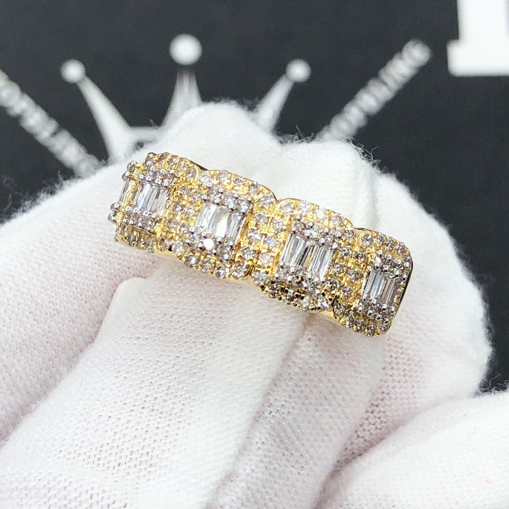 Baguette Cluster .90cttw Diamond Ring 10K Gold 10K Yellow Gold HipHopBling