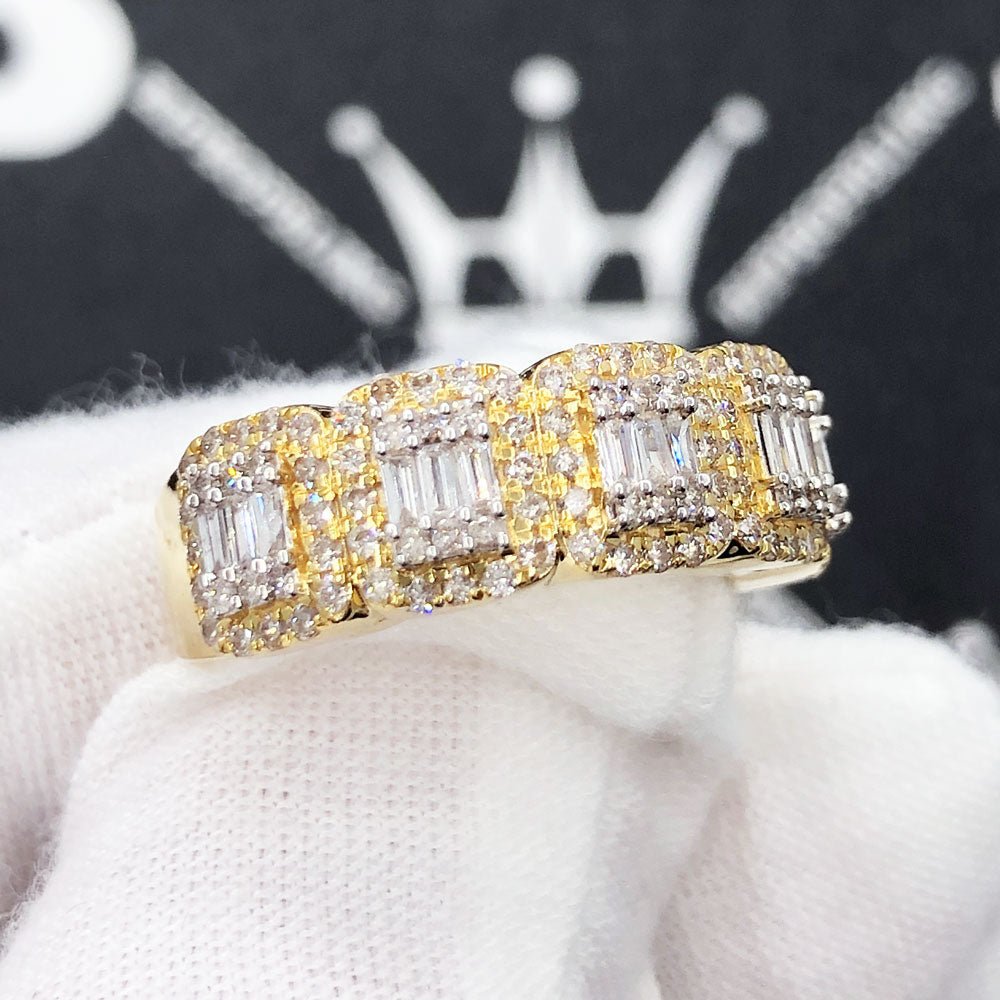 Baguette Cluster .90cttw Diamond Ring 10K Gold 10K Yellow Gold HipHopBling
