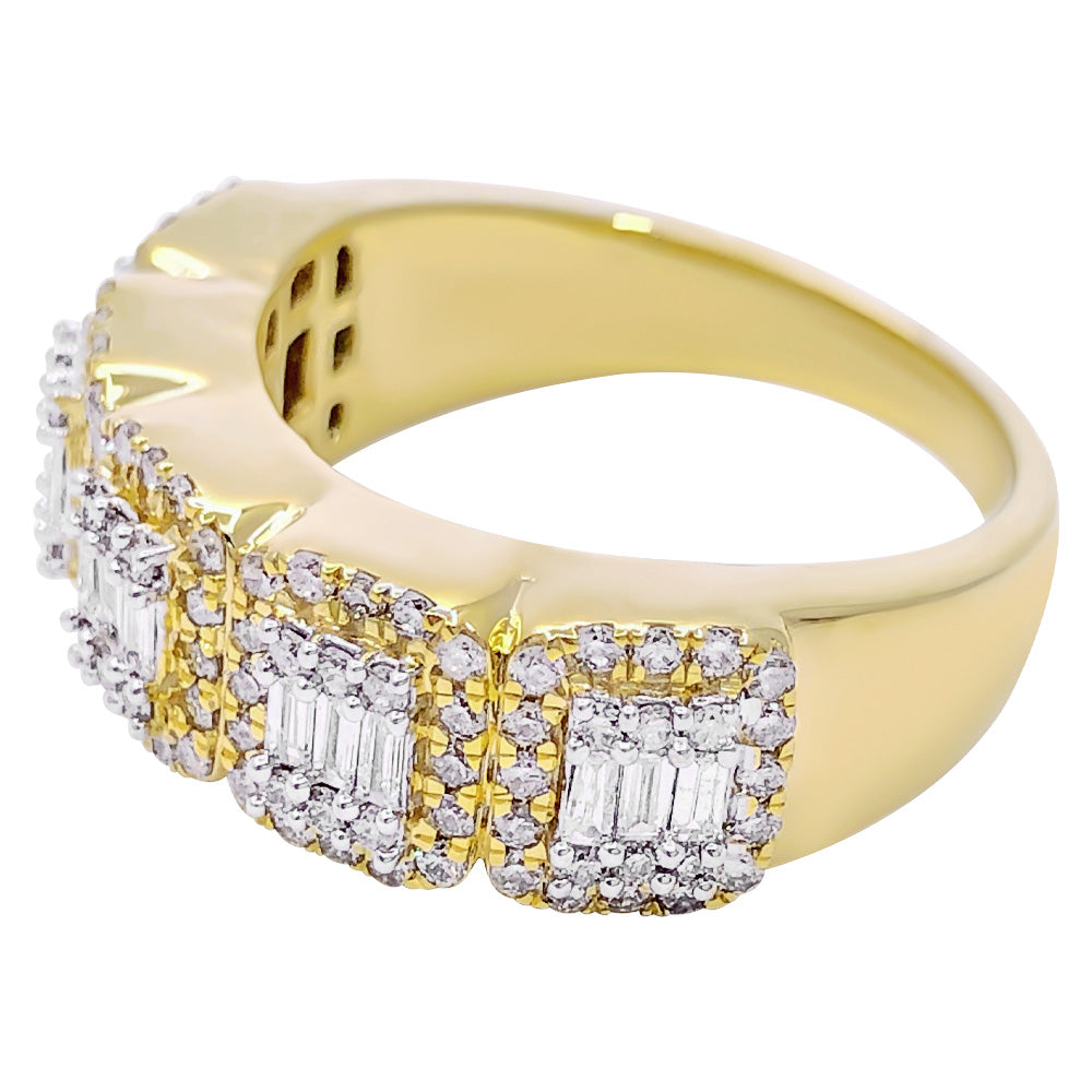 Baguette Cluster .90cttw Diamond Ring 10K Gold HipHopBling
