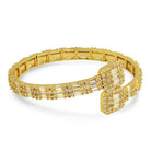 Baguette Cluster Bangle CZ Iced Out Hip Hop Bracelet Yellow Gold 8" HipHopBling