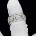Baguette Cluster CZ Eternity Band Hip Hop Ring White Gold 7 HipHopBling