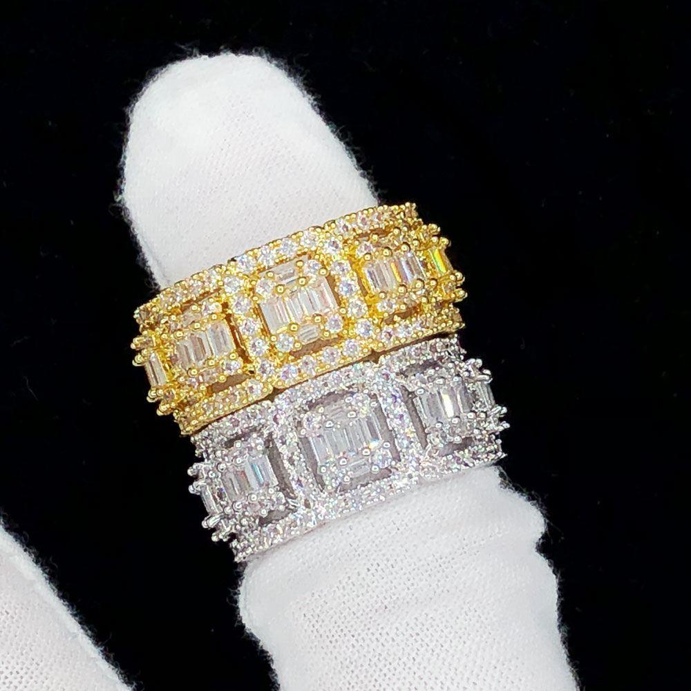 Baguette Cluster CZ Eternity Band Hip Hop Ring Yellow Gold 7 HipHopBling