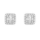 Baguette Cluster CZ Iced Out Earrings .925 Silver White Gold HipHopBling