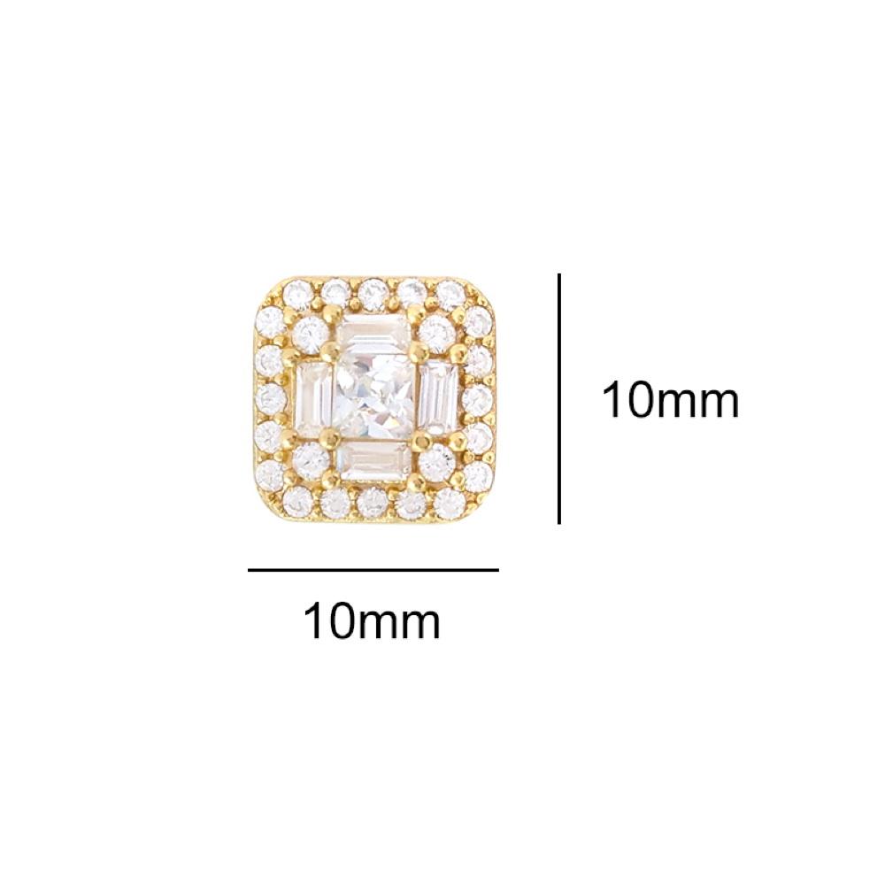 Baguette Cluster CZ Iced Out Earrings .925 Silver White Gold HipHopBling