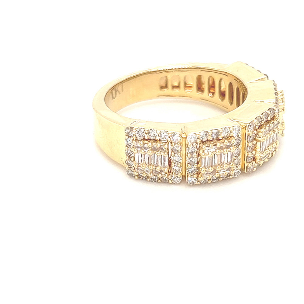 Baguette Cluster Diamond Ring 1.60cttw 10K Gold HipHopBling
